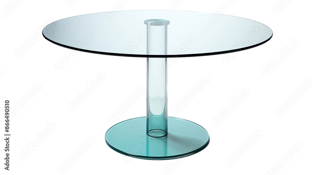 Modern round glass table on a transparent background. Modern round glass table on a transparent background.