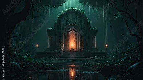 Game art mysterious temple of darkness