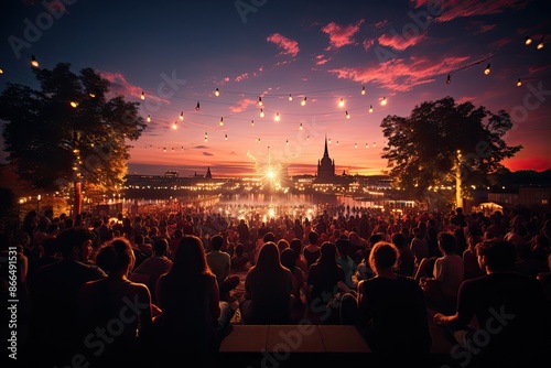 Berlin, Germany, the East Side Music Days, a music festival by the Spree River., generative IA