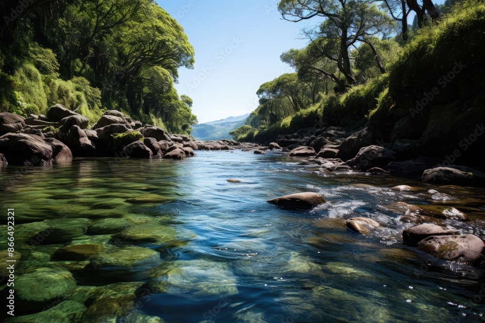 Madeira, Madeira Island, the levadas, water trails that serpent to the lush island forest., generative IA Madeira, Madeira Island, the levadas, water trails that serpent to the lush island forest., generative IA