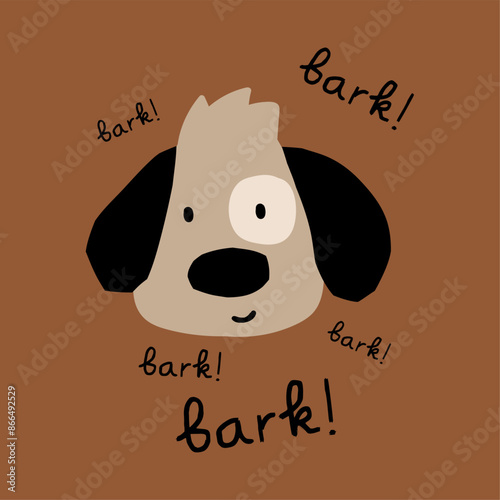 cute dog head drawing for kids fashion print as vector