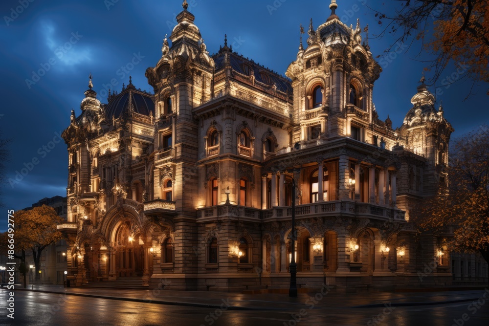 Budapest, Hungary, the Hungarian state opera (Magyar Allami Operaház), an elegant building., generative IA