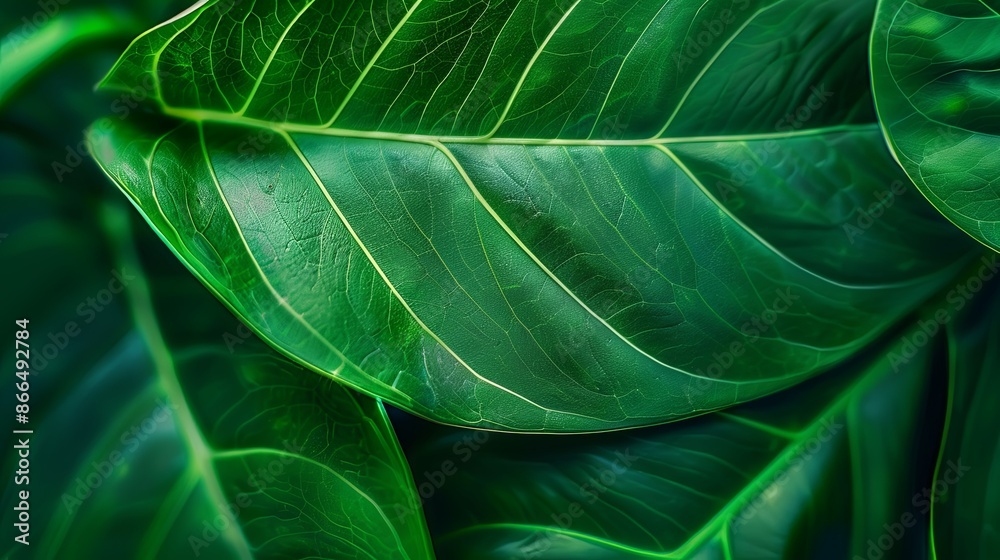 Green tropical plant close-up Green tropical plant close-up