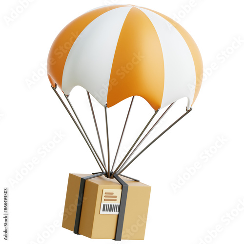 Parachute Delivery 3d Illustration
