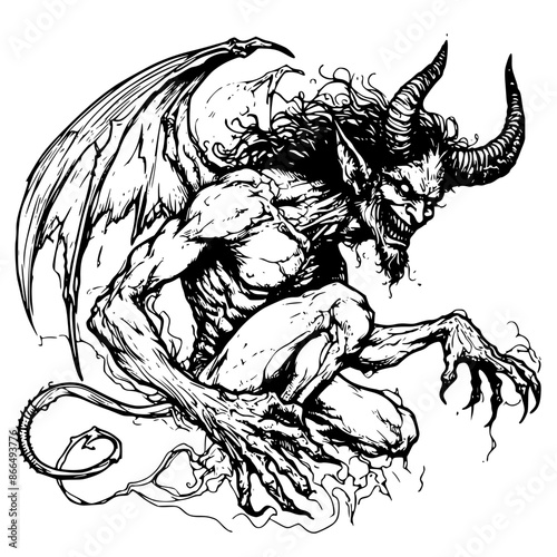 Striking vector art of Lucifer, embodying a blend of rebellion and allure. A captivating portrayal of the fallen angel with intricate, bold details