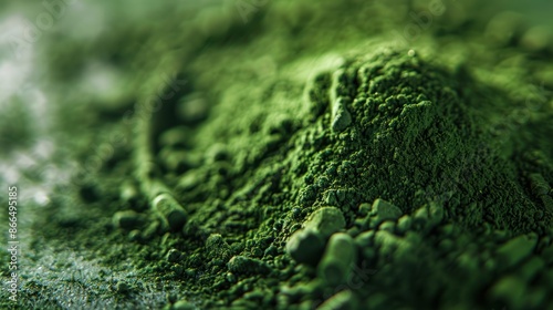 Healthy Green Spirulina Algae Powder - Nutritious Supplement Up Close photo