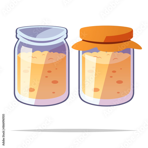 Sourdough starter in jar vector isolated illustration