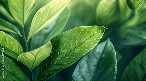 Green tropical plant close-up