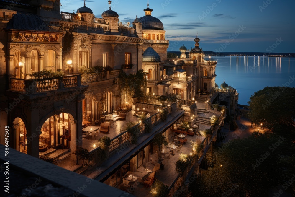 Istanbul, Turkey, the Palace Çíragan, an old Ottoman palace now turned into a hotel., generative IA