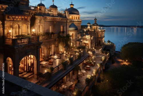 Obraz na płótnie Istanbul, Turkey, the Palace Çíragan, an old Ottoman palace now turned into a hotel., generative IA w salonie