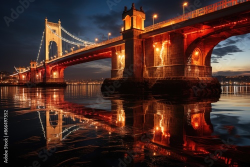 Istanbul, Turkey, The Galat's Bridge, a historic bridge over the Bosphorus Strait., generative IA photo