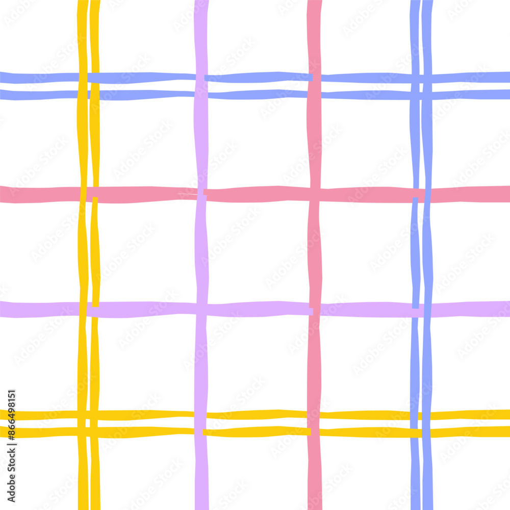 Vector hand drawn cute checkered pattern. Doodle Plaid geometrical simple texture. Crossing lines. Abstract cute delicate pattern ideal for fabric, textile, wallpaper Vector hand drawn cute checkered pattern. Doodle Plaid geometrical simple texture. Crossing lines. Abstract cute delicate pattern ideal for fabric, textile, wallpaper