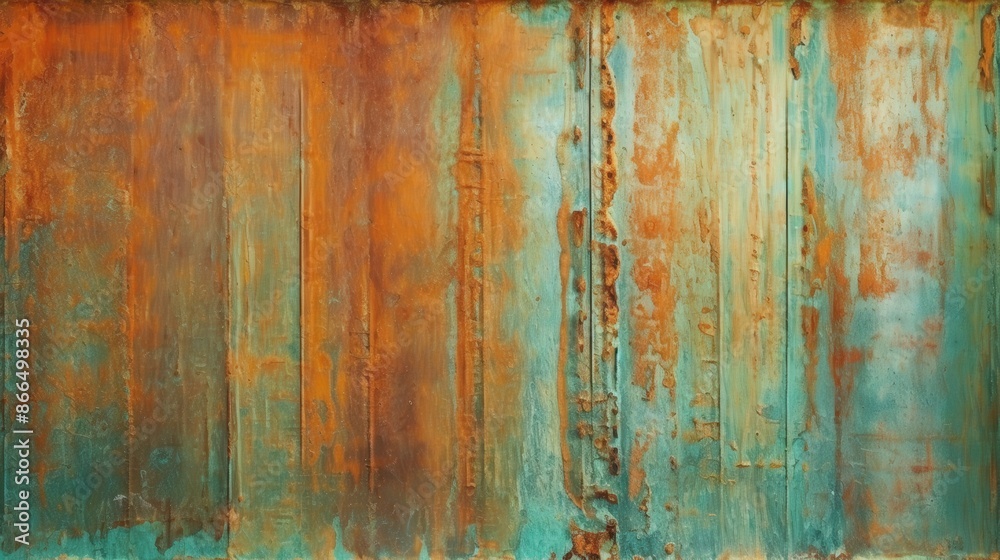 Rustic Metal Panel with Orange and Green Patina Rustic Metal Panel with Orange and Green Patina