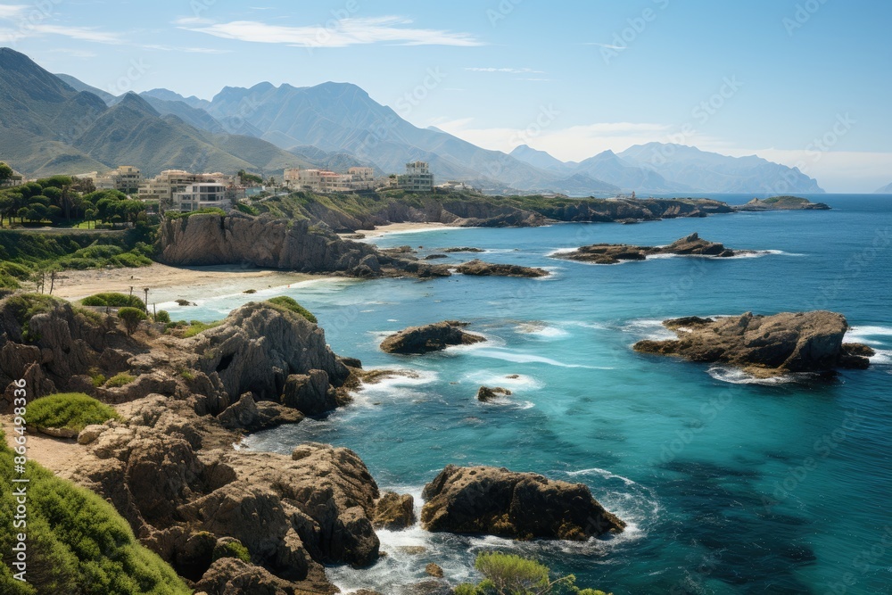Sicily, Italy, the island of Favignana, part of the Egadi Islands, with stunning beaches., generative IA Sicily, Italy, the island of Favignana, part of the Egadi Islands, with stunning beaches., generative IA