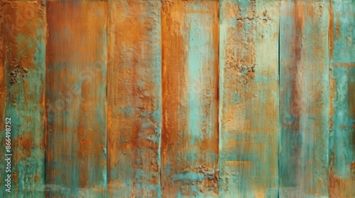 Rustic Copper and Green Metal Wall Texture