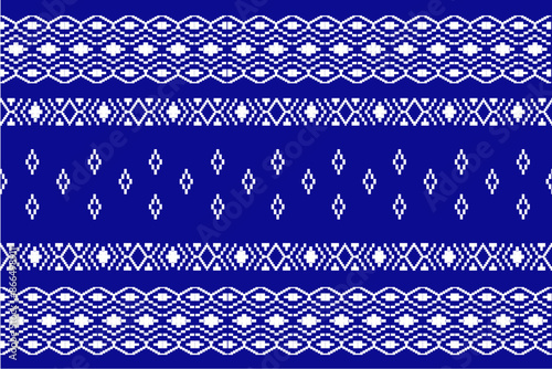 Geometric, seamless, traditional ethnic, Thai pattern, fabric pattern for textiles, rugs, wallpaper, clothing, sarong, batik, wrapping, embroidery, print, background, cover, illustration, vector.