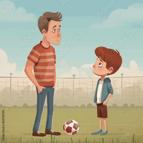 Father and Son at Soccer Field