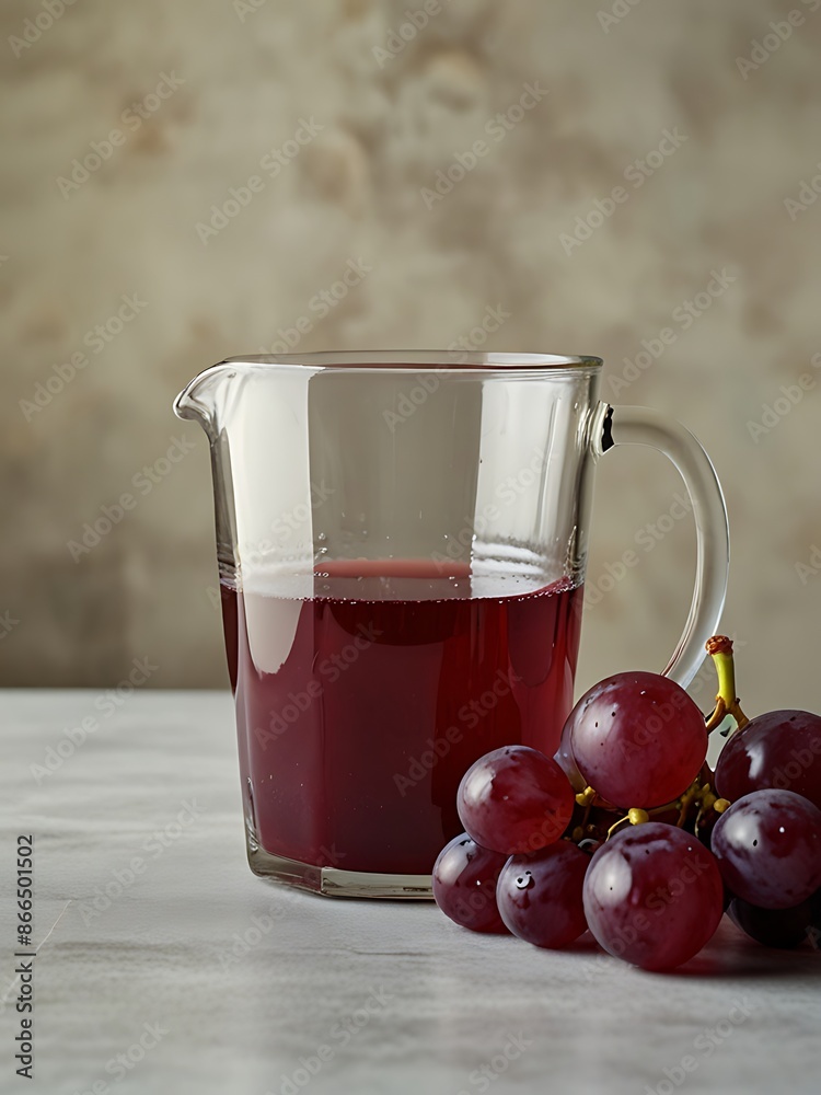 Grape juice served in a clear glass pitcher. Grape juice served in a clear glass pitcher.