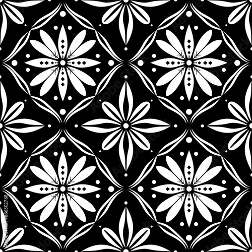 black and white pattern for fabric, print design, wallpaper, background
