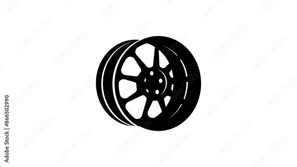 Fototapeta premium Car rim, black isolated silhouette