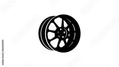 Car rim, black isolated silhouette