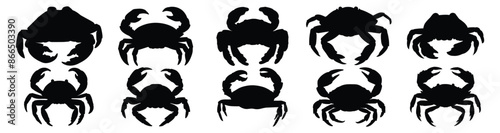 Crab silhouette set vector design big pack of illustration and icon