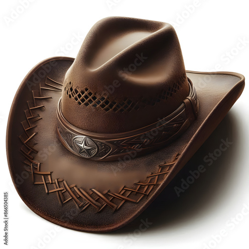 cowboy hat positioned white background