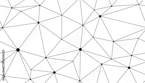 Technology communication seamless vector pattern with connected thin lines, black and white monochrome endless wallpaper background science theme.