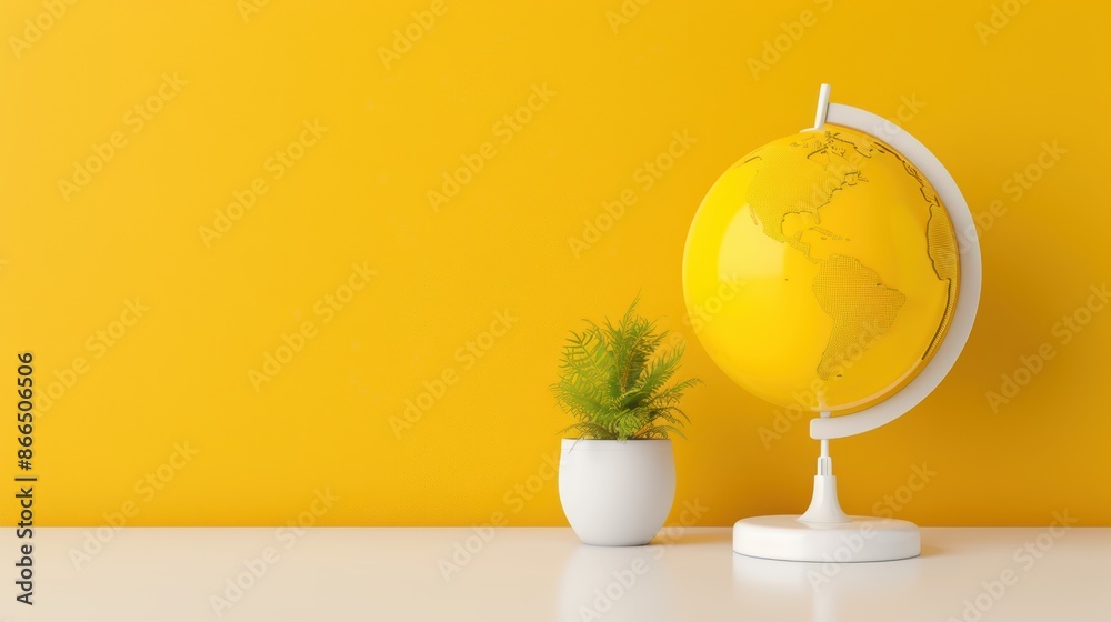 A yellow globe with minimalistic features, placed against a clean, neutral backdrop. The image offers plenty of copy space for adding text or graphics related to global themes. A yellow globe with minimalistic features, placed against a clean, neutral backdrop. The image offers plenty of copy space for adding text or graphics related to global themes.