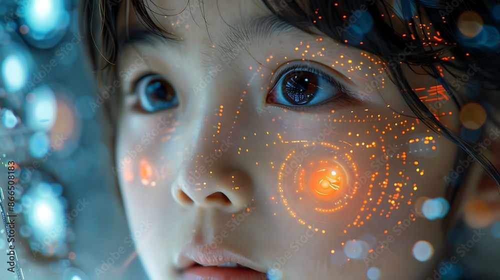 Enchanted Wonder: A Child's Mesmerizing Gaze into the Digital Dreamscape Enchanted Wonder: A Child's Mesmerizing Gaze into the Digital Dreamscape