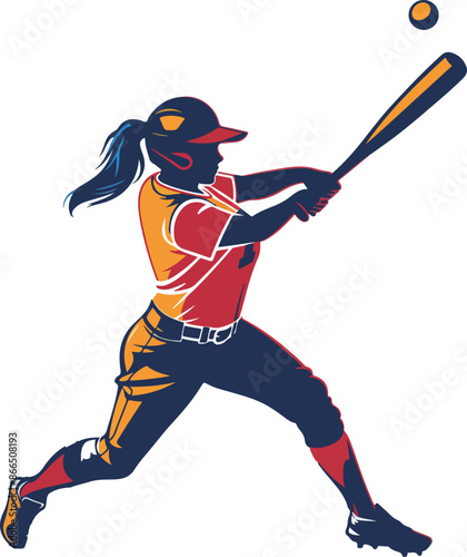 Silhouette of a Softball Player