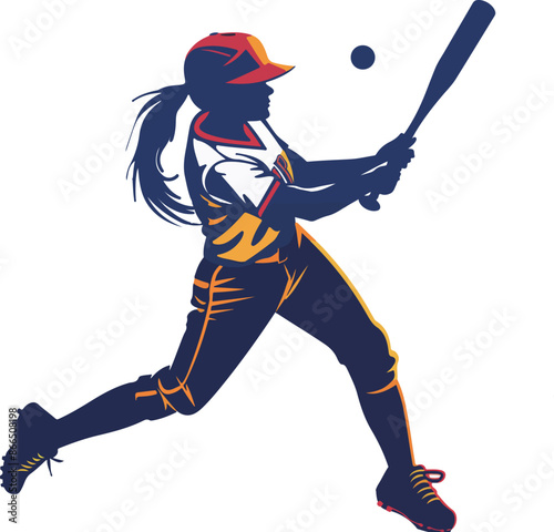 Silhouette of a Softball Player