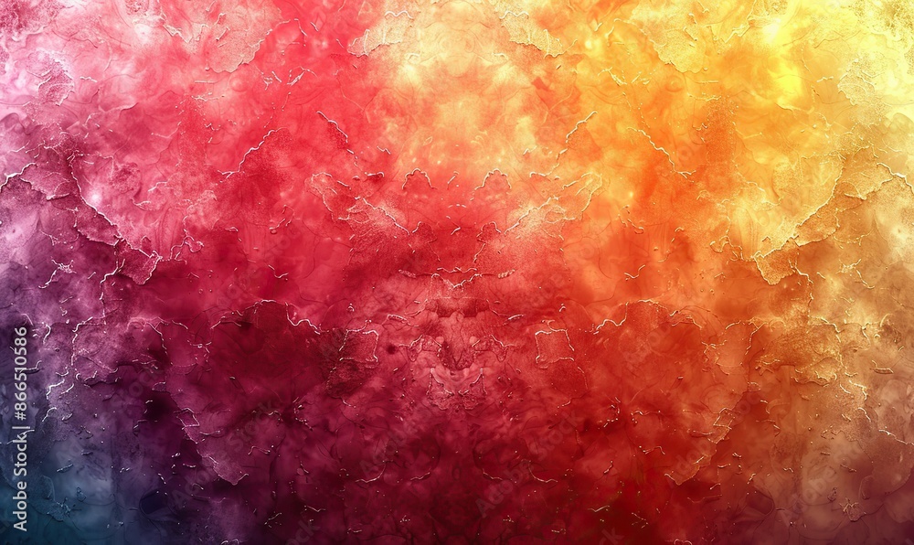 Fototapeta premium Vibrant color gradient: red, pink, coral, peach, lemon, lime, green, abstract background for design, mix iridescent, bright, fun, rough grain noise, grungy template.