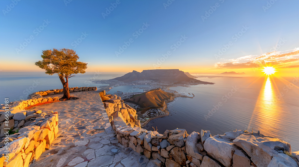 Fototapeta premium Table Mountain sunset view from Signal Hill, Cape Town