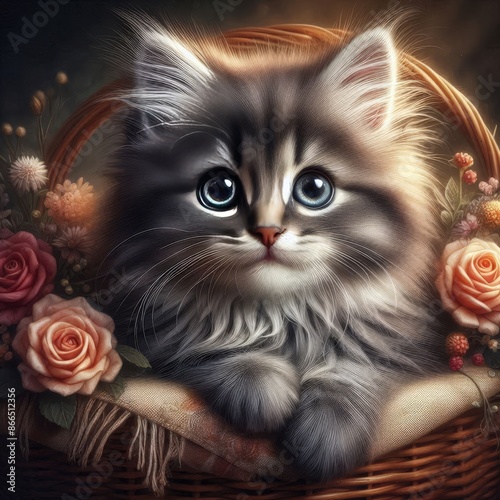 a picture of a cat with a cat on it