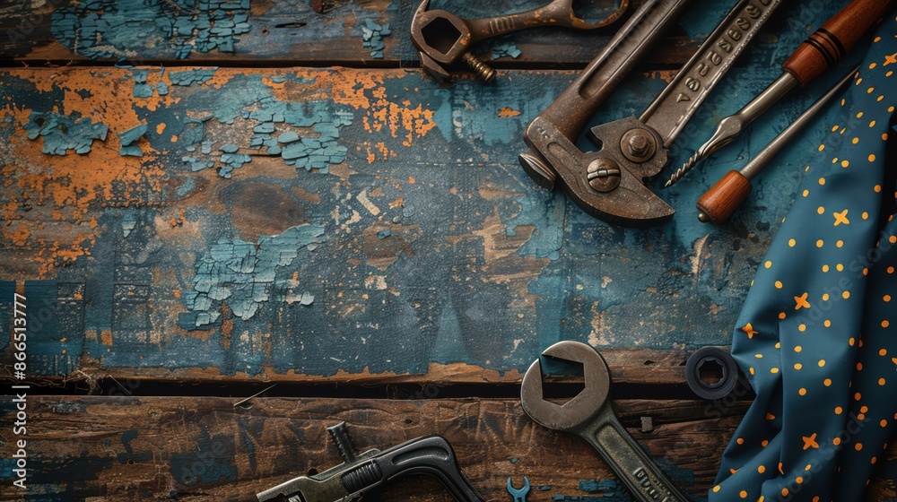 Father's Day background featuring tools and ties, with plenty of copy space Father's Day background featuring tools and ties, with plenty of copy space