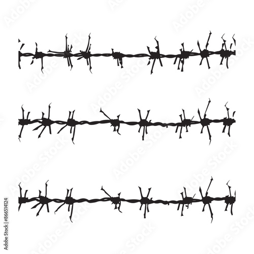 Barbed wire silhouette, security, prison, slavery barbed wire vector illustration