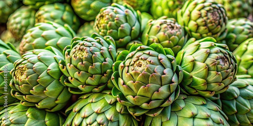Fototapeta premium Close up of fresh artichokes in a garden.