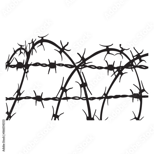 Barbed wire silhouette, security, prison, slavery barbed wire vector illustration