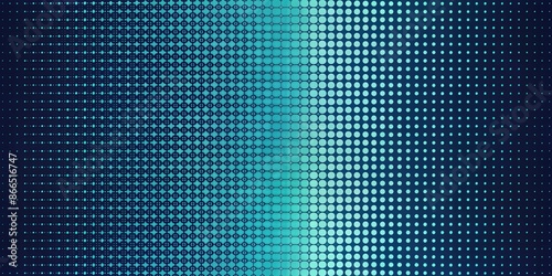 Blue gradient halftone background with small dots.