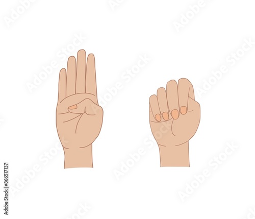 help signal for victims of violence, counting hands isolated on white background