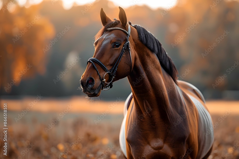 Fototapeta premium Graceful horse on scenic route.