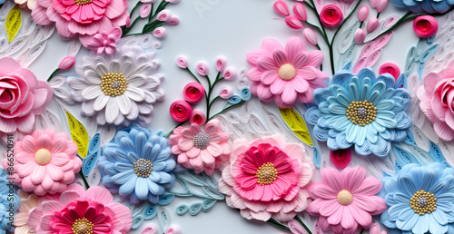 Seamless floral embroidery in modern pastel colors and a beautiful touch of craftsmanship.