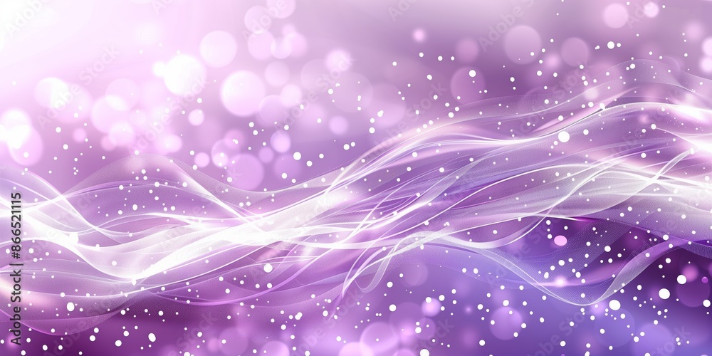 Obraz premium Abstract, elegant light purple background with flowing white lines and dots, creating a dreamy and ethereal atmosphere.