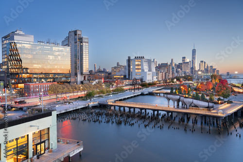 New York, New York, USA view of the financial district Skyline in Lower Manhattan