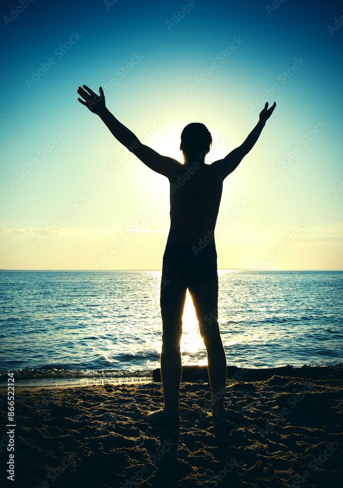 Happy Man with Hands Up Happy Man with Hands Up