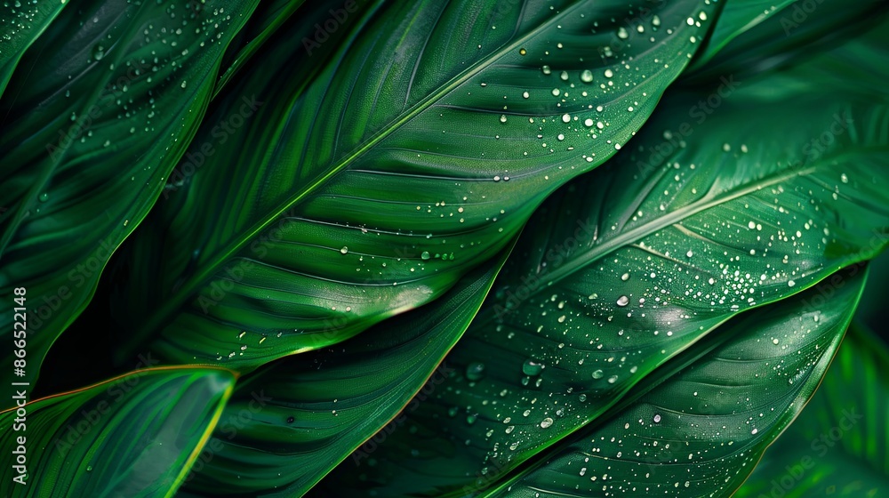 Green tropical plant close-up Green tropical plant close-up
