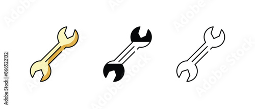 Mechanic Wrench icons vector set stock illustration