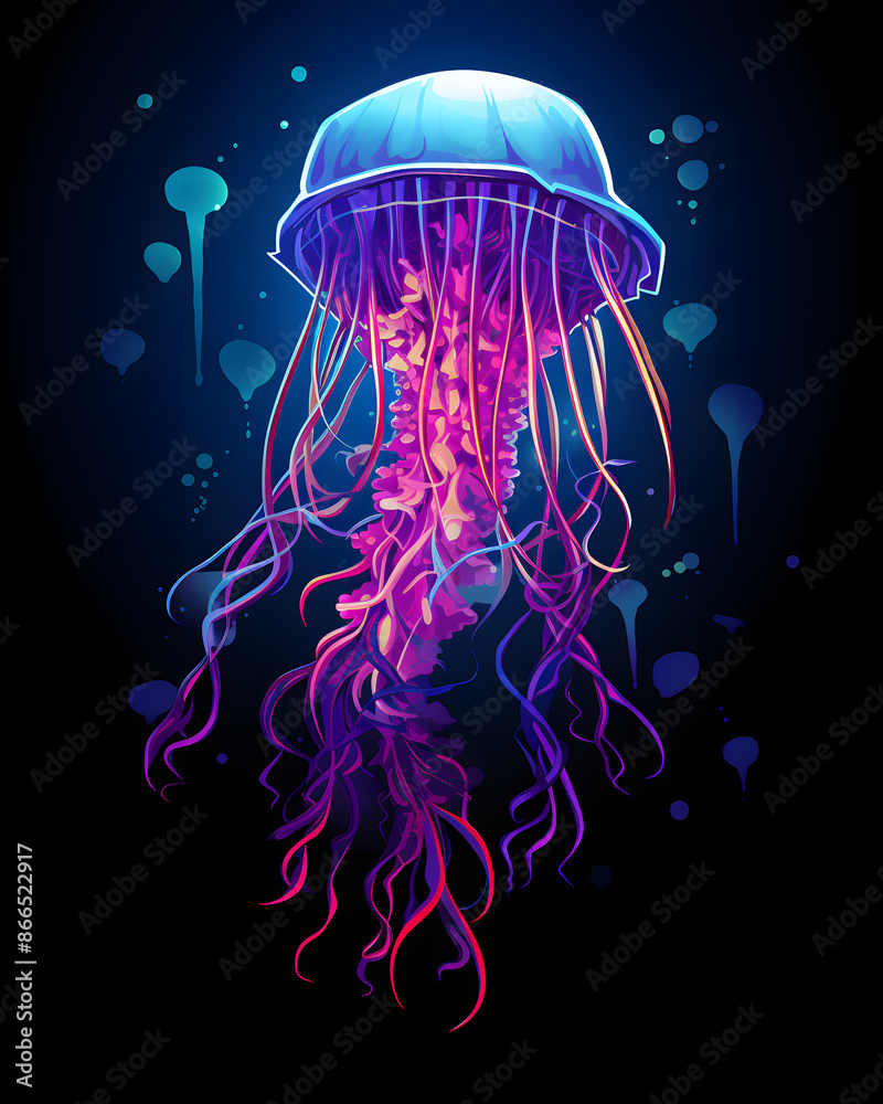 neon Jellyfish lurked in the shadows neon Jellyfish lurked in the shadows