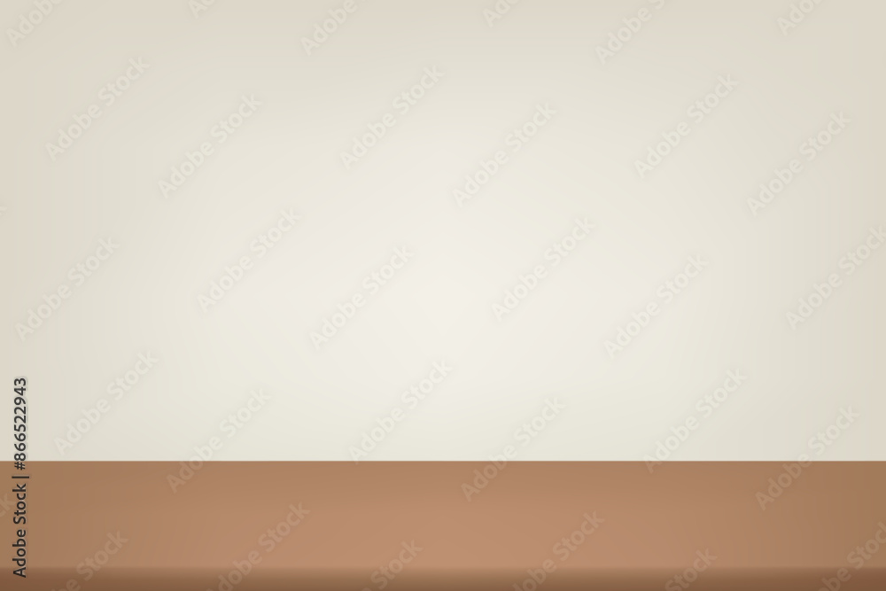 Beige and brown Studio background. Beige and brown Background Empty Room Studio with table. Space for selling products on the website. Abstract brown showroom. Vector illustration.